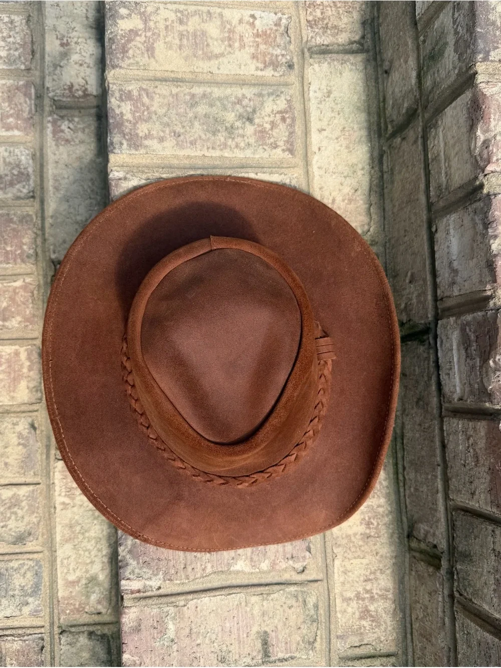American Hat Makers Brown Leather Cowboy Western Hat Large